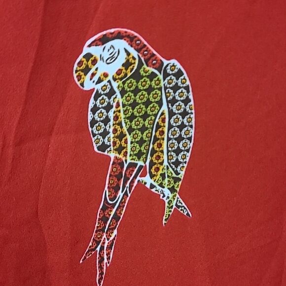 LOFT Petite Parrot Double Strappy Cami Red Tank Sleeveless Bird Blouse Shell Top - Picture 12 of 13